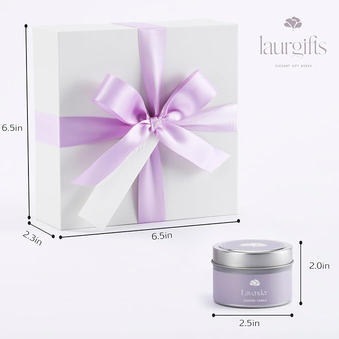 Mothers Day Gifts for Mom – Lavender Spa Gift Box, Small Candle Set - Image 4