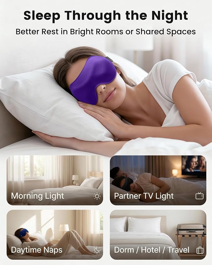 3 Pack Sleep Masks for Side Sleepers, True Blackout 3D Eye Mask for Sleeping - Image 8