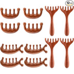 LemonRoad 12 Pack Wooden Scalp Massager Natural Sandalwood Wide Tooth Combs by Unknown