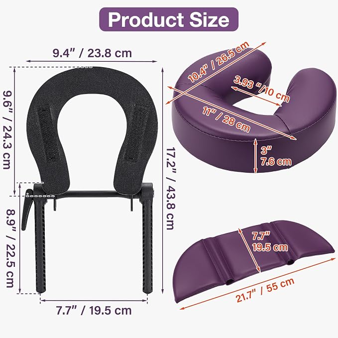 Udefineit Face Down Tabletop Massage Kit, Adjustable Headrest Face Cradle - Image 6