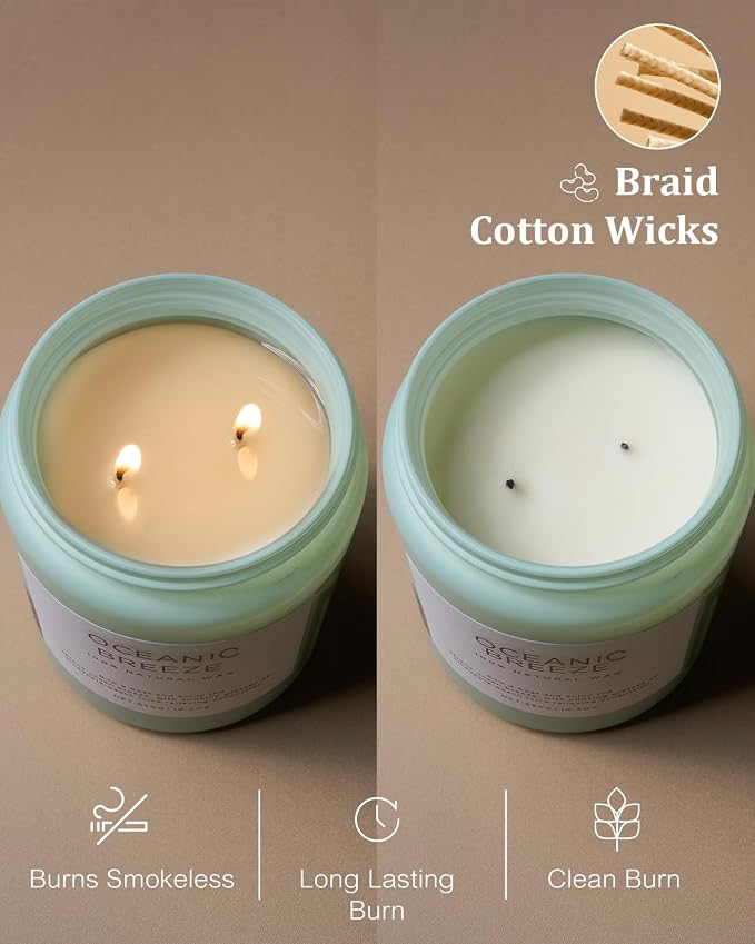 M&SENSE Candle Oceanic Breeze Scented, 19.4oz 110 Hour Long Lasting 2 Wick - Image 5