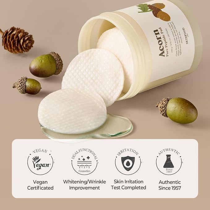 SKINFOOD Acorn Pore Peptide Toner Pad, Korean Skincare Facial Toner, Pore - Image 7