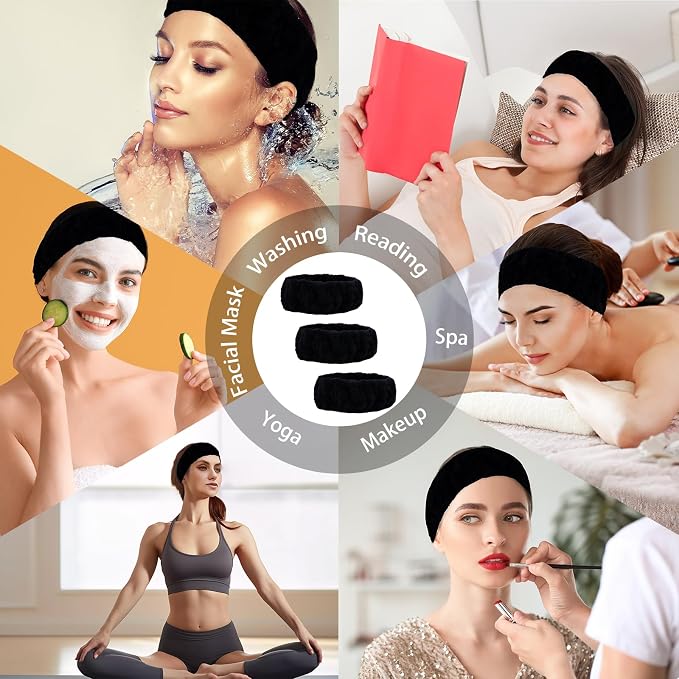 Microfiber Spa Headband 3-Pack, Soft Terry Cloth Headband - Image 4