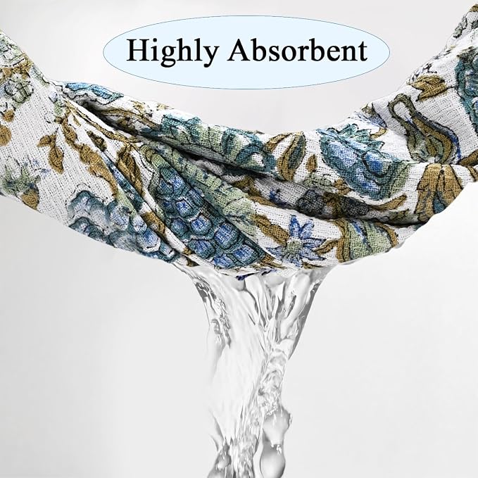 Ridhi Asparagus Green Hand Block Print Waffle Scallope Cotton Bath Towel Set of - Image 7