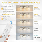 L LOHAS LED 3-Light Brushed Nickel Bathroom Light Fixtures, Crystal LED - Image 2