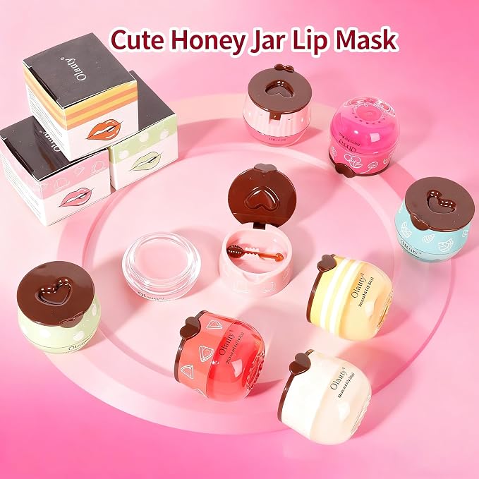 6Pcs Bee Lip Balm Honey Pot, Strawberry, Watermelon, Apple Lime, Honey Lip Balm - Image 8