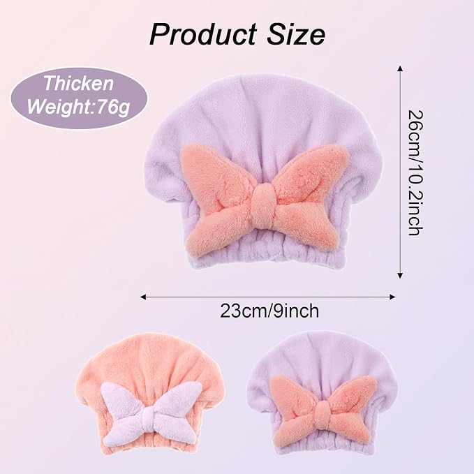 2Pcs Skin-Friendly Hair Drying Cap Quick-Drying Hair Towel Cap Microfiber - Image 2