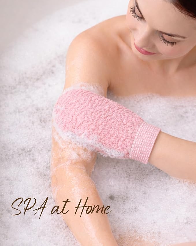 Exfoliating Gloves 2 Pack, Wave Texture Exfoliating Mitt - Image 2