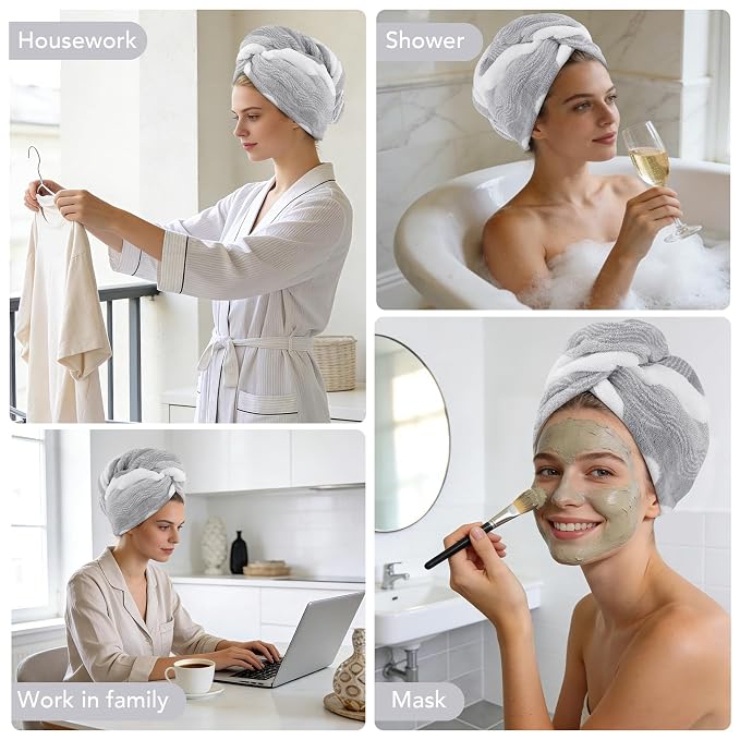 SINLAND Microfiber Hair Drying Cap Hair Towel Turban Twist - Image 8