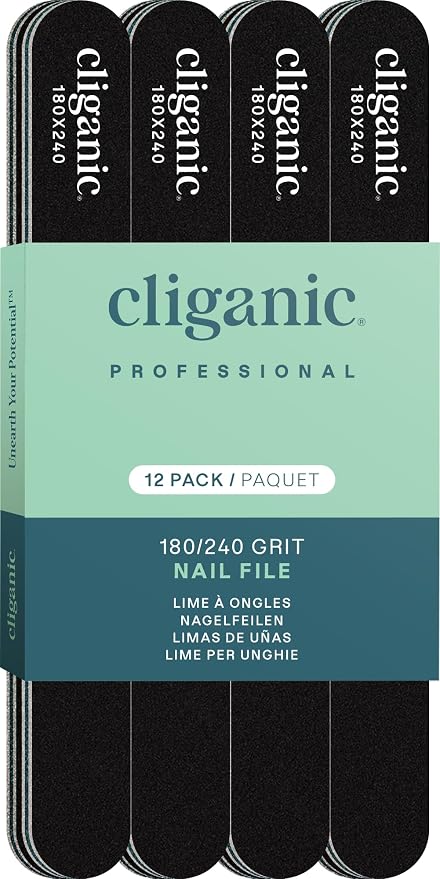 Cliganic 12 Pack Nail File Set: 180/240 Grit | Professional Emery Boards - Image 3