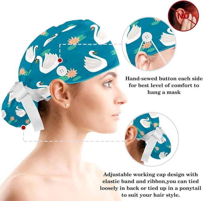 Women's Working Caps with Scrunchies Tarot Pattern Background Lace-Up Hat - Image 3