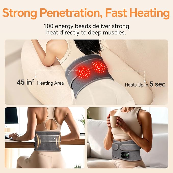 Heating Pad for Back, Lumbar Massager, Heated Waist Belt Wrap, Lower Back Pad - Image 2