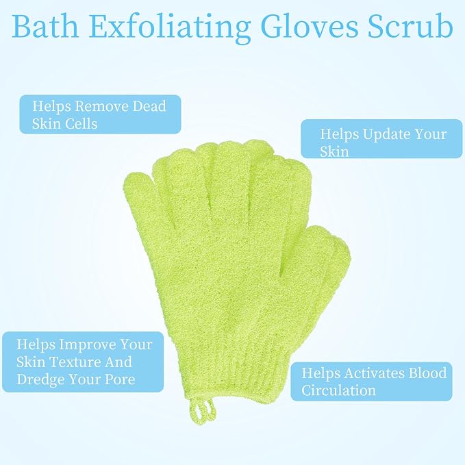 4 Pairs Bath Exfoliating Gloves Scrub, Double Sided Bath Mitts Scrubs - Image 5