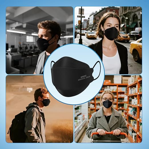 Borje KN95 Face Masks for Adults 50 Pack, 5-Ply Black Disposable Face Mask - Image 7