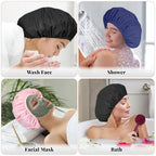 3 Pack Reusable Shower Caps for Women Waterproof, Large Hair Cap for Shower and - Image 6