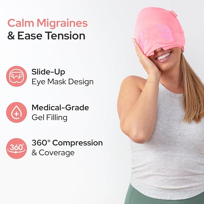 Migraine Relief Cap with Slide-Up Eye Mask - Image 3