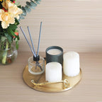 FREELOVE Gold Tray, Round Brass Serving Platter, Bar Circle Decorative Plate - Image 4