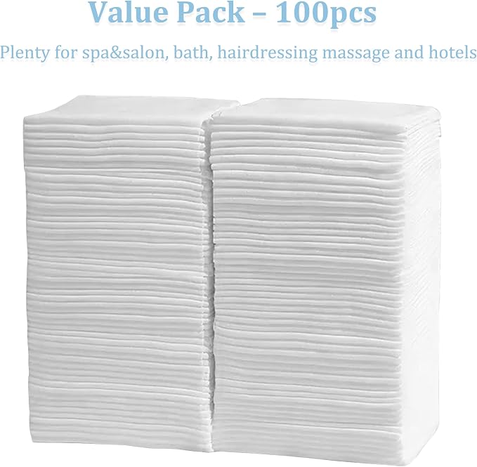 Disposable Bath Hair Towels, 100-Count 12" x 28", Thick Pearl Texture, Soft & - Image 7