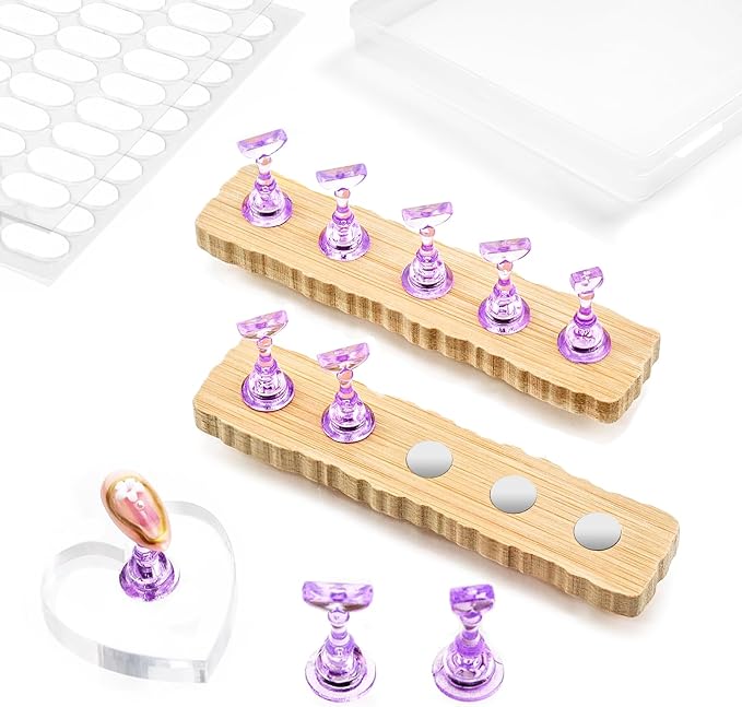 Nail Stand for Press On Art Display Practice 2 Sets, 1 Heart Acrylic Magnetic by Unknown
