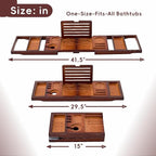 Premium Foldable Bamboo Bathtub Tray Caddy, Expandable Bath Caddy Tray - Image 2