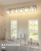 Bathroom Light Fixtures, 6 Light Brushed Nickel Vanity Light, 38 Inch Modern - Image 5