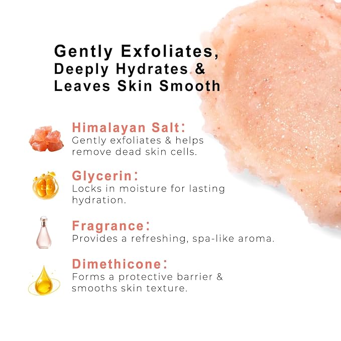Himalayan Salt & Sugar Body Scrub, Lychee Scented Exfoliating and Moisturizing - Image 3