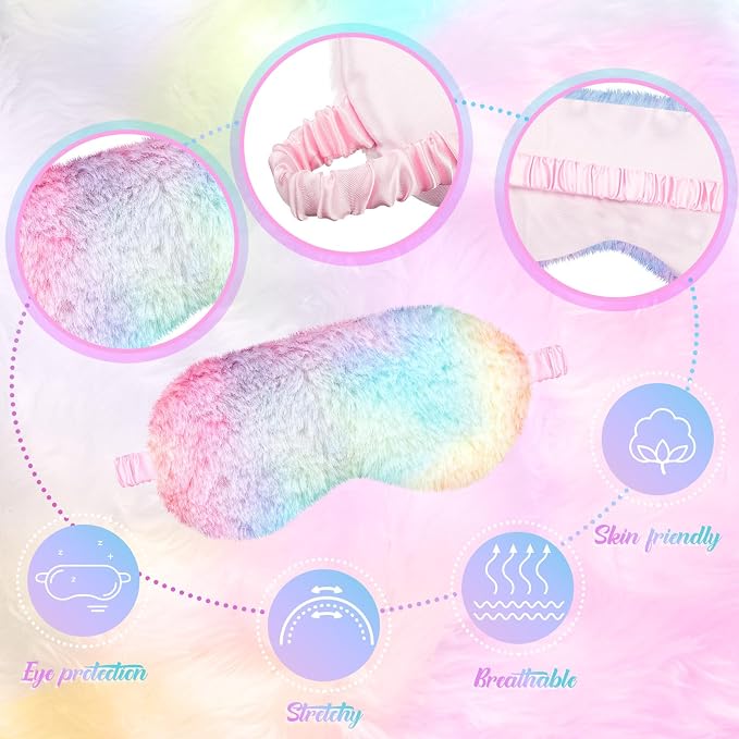 Cuffbow 6 Pack Plush Sleep Mask Set, Cute Plush Eye Masks - Image 4