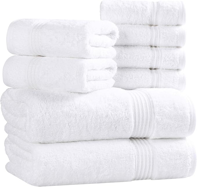 Superior Egyptian Cotton 8-Piece Towel Set, Guest Bath Decor Essentials - Image 2