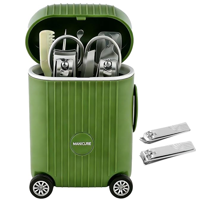 8-Piece Manicure Set in Mini Suitcase, Cute Travel Nail Clipper Kit by Unknown