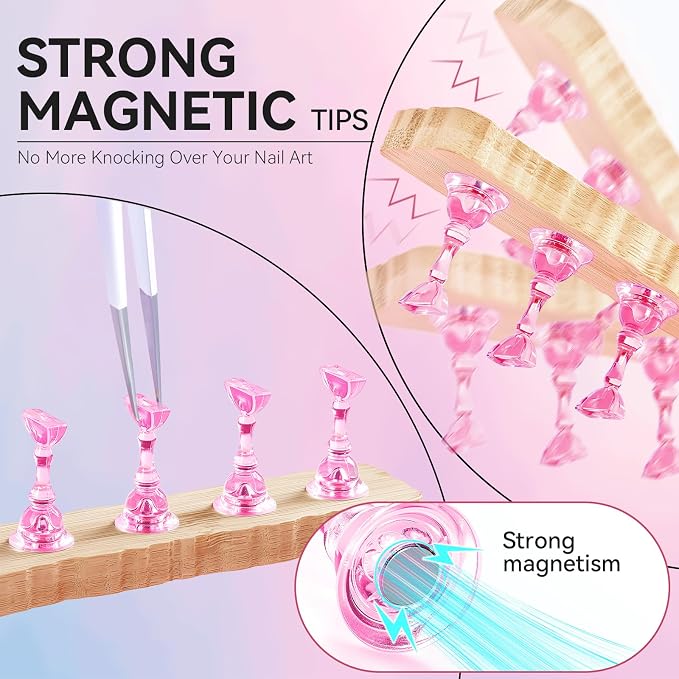 Nail Stand for Press On Art Display Practice 2 Sets, 1 Heart Acrylic Magnetic - Image 2