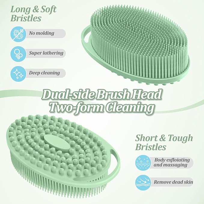 Silicone Back & Body Scrubber Set 2PCS, 13.4'' Gentle Exfoliating Back Scrubber - Image 4