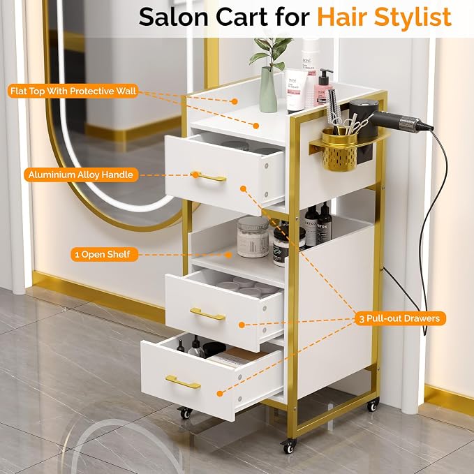OmySalon Salon Trolley Cart, Hair Styling Station - Image 3