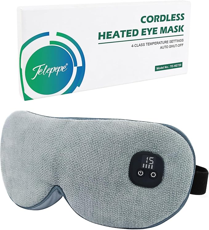 Heated Eye Mask for Dry Eyes, Cordless Warm Eye Compress by Telepepe