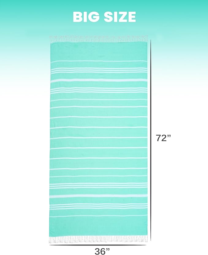 2 Packs Cotton Turkish Beach Towels Quick Dry Sand Free Oversized Bath Swim - Image 5