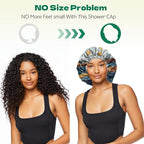 2 PCS Shower Cap Waterproof Double Layer Elastic Adjustable Reusable Hair Bath - Image 5