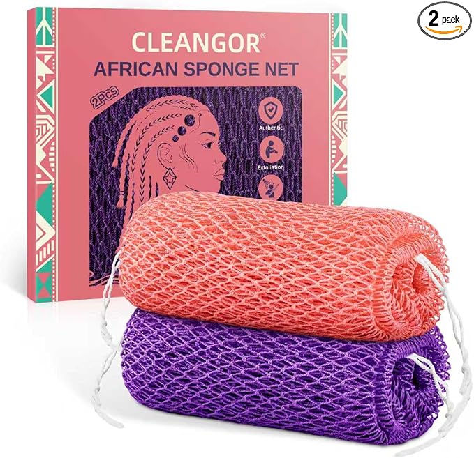 Cleangor 2Pcs African Net Sponge Authentic by Cleangor