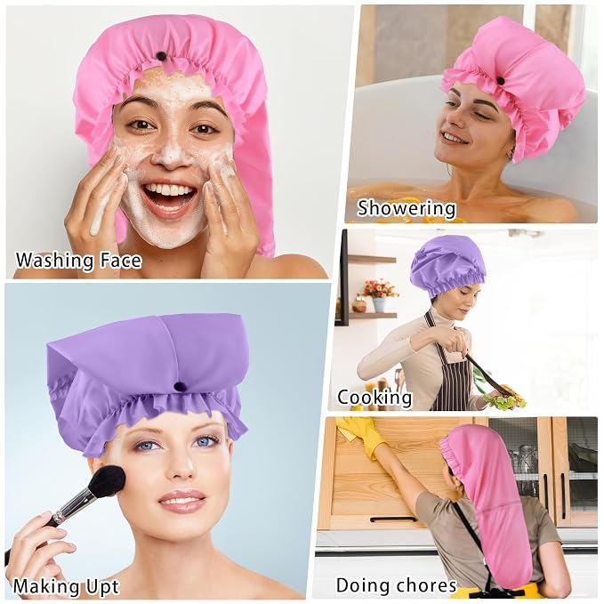 2 Pcs Large Shower Cap for Braids, Extra Long Shower Cap for Women Long Hair & - Image 5