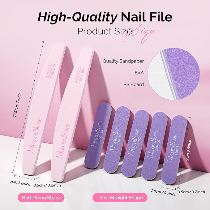 MelodySusie Nail File Kit, Professional Manicure Pedicure Supplies - Image 6