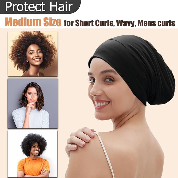 Sleep Cap Bonnet for Sleeping, Adjustable Cooling Ice Silk Lined Hair Bonnets - Image 5