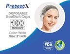 ProtectX 100-Pack White Disposable Hair Nets, Elastic Head Cover, Bouffant Caps - Image 3