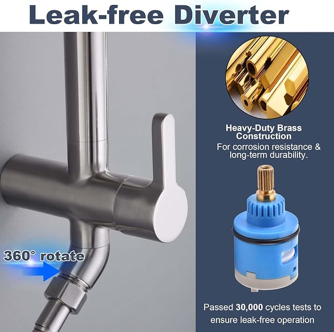 SonTiy Rain Shower Head with Handheld Spray and Shower Shelf, All Metal Shower - Image 7