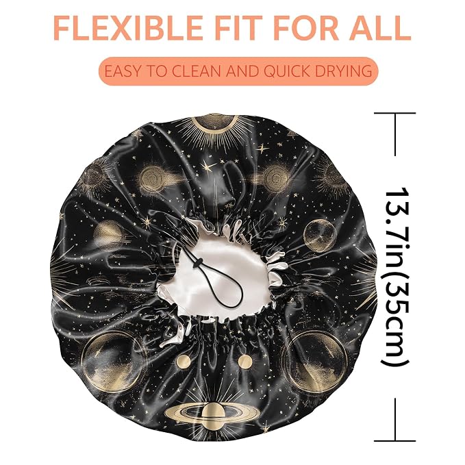 Shower Cap Reusable Double Layer Adjustable Elastic Waterproof EVA Hair Bath - Image 2