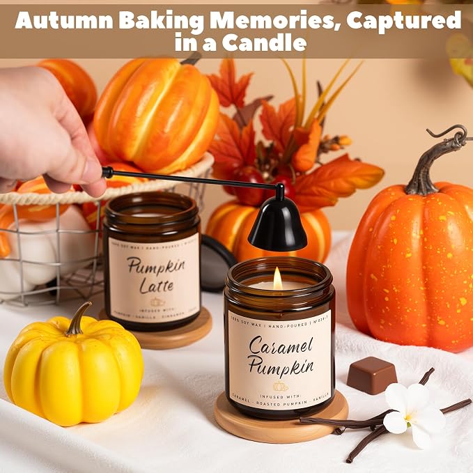 Auelife Fall Candle, Caramel Pumpkin Scented Candle – Fall Soy Candles - Image 6