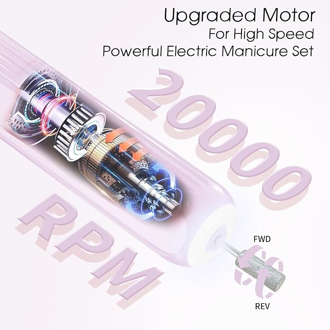 Professional Manicure Pedicure Kit -360° Light, Rechargeable Electric Nail Drill - Image 4