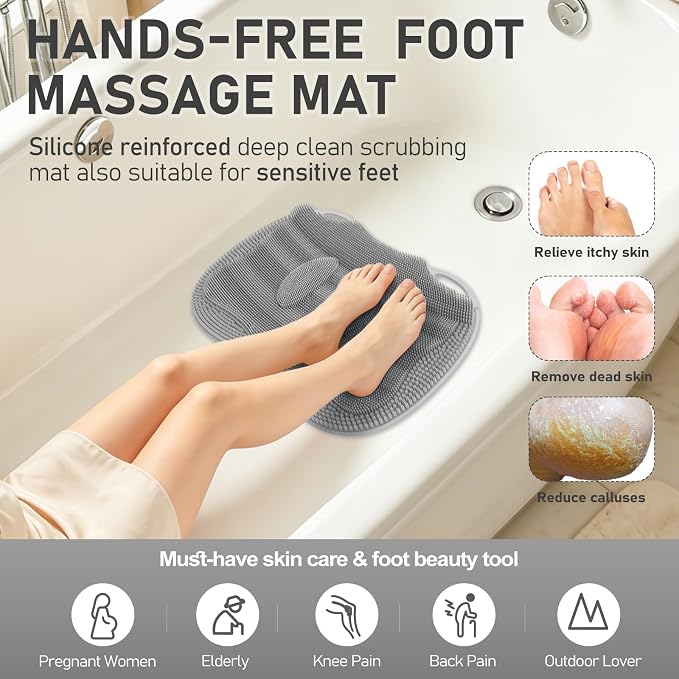Shower Foot Scrubber Mat XL, Silicone Feet Toes Massage Cleaner -Upgraded Long - Image 5