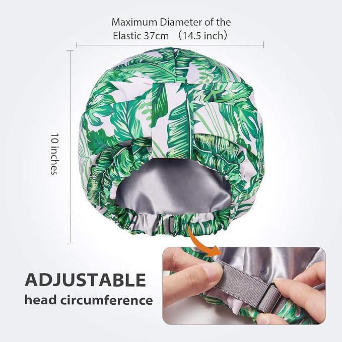 INNELO Luxury Shower Cap for Women Reusable Waterproof, Double Layered Shower - Image 3
