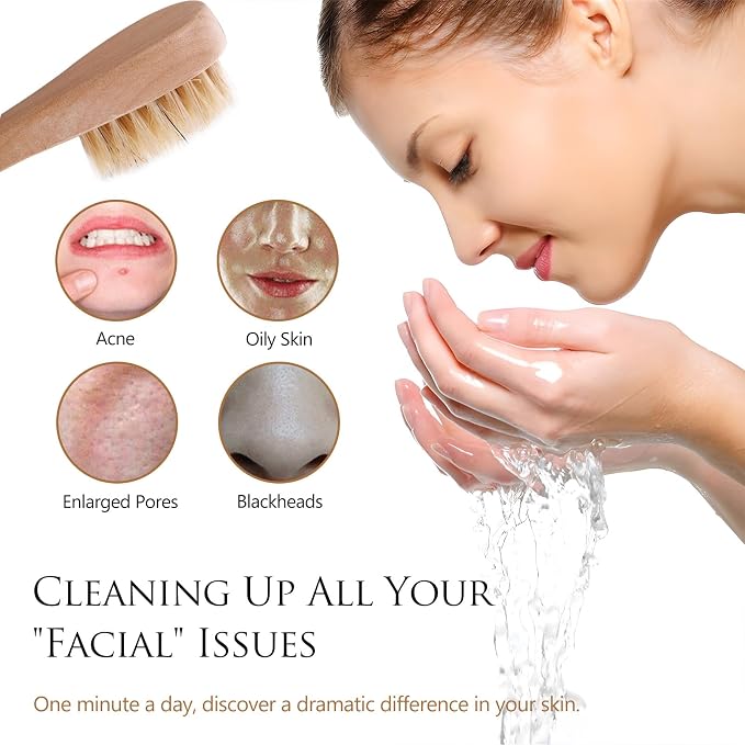 2 Pack Mini Dry Brush, Natural Bristle Small Body Brush, Exfoliating Facial - Image 3