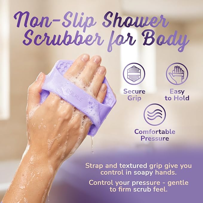 SILKLE Silicone Body Scrubber – Gentle Exfoliating Shower Scrubber - Image 4