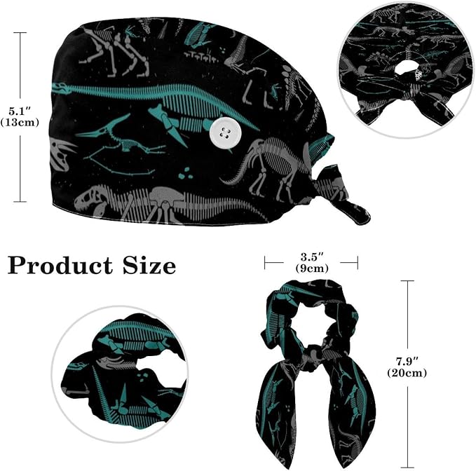 Scrub Cap with Hair Scrunchy, Ponytail Holder Surgical Cap - Image 2