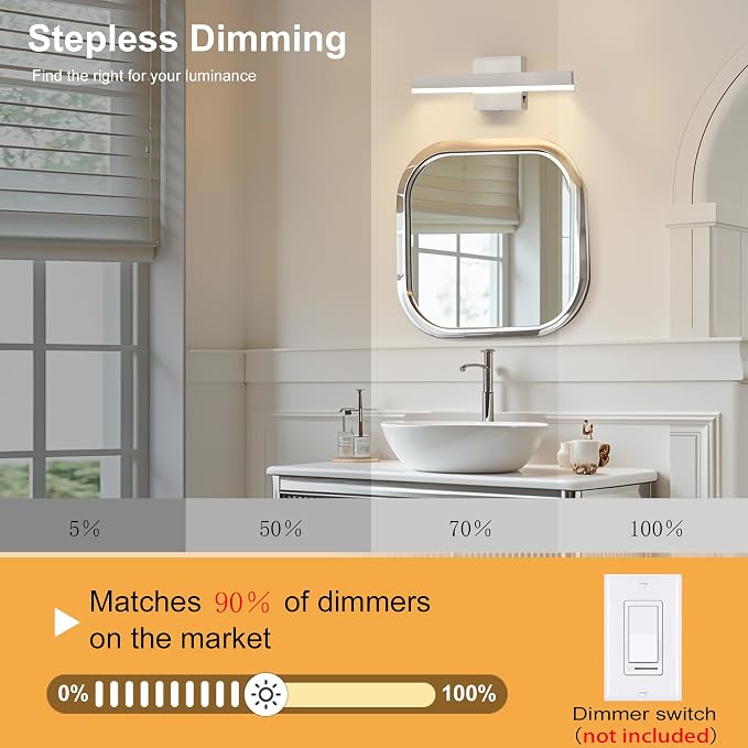 Nickel Bathroom Vanity Light 15.75 inch, 14W Dimmable 5CCT LED Bathroom Light - Image 6